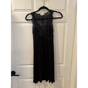 Fleur't Black Lace Trimmed V Neck Nightgown Sleep Dress Women's Size XL